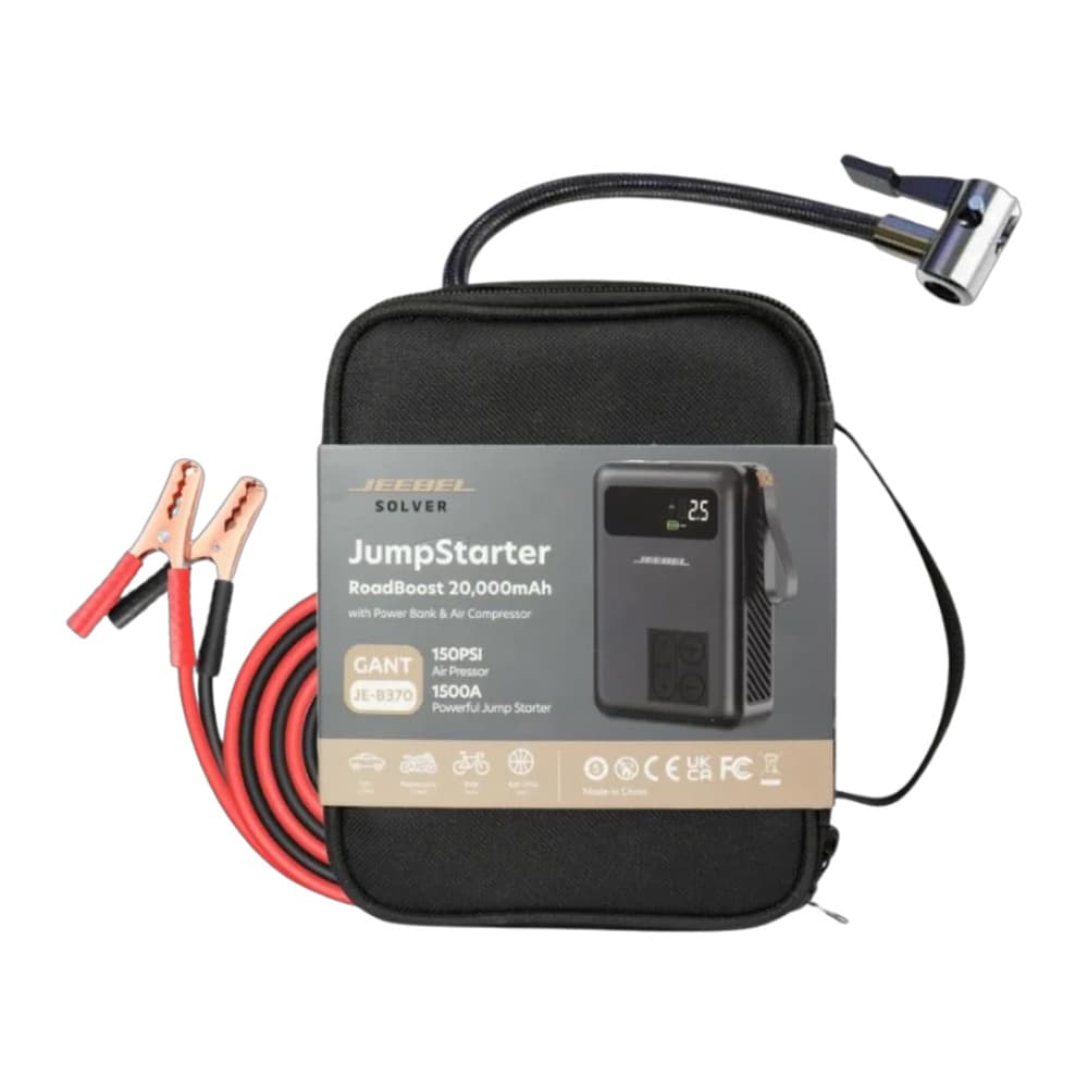 Jeebel - طقم طوارئ سيارة 20000mAh 1500A مع ضاغط هواء JE-B370