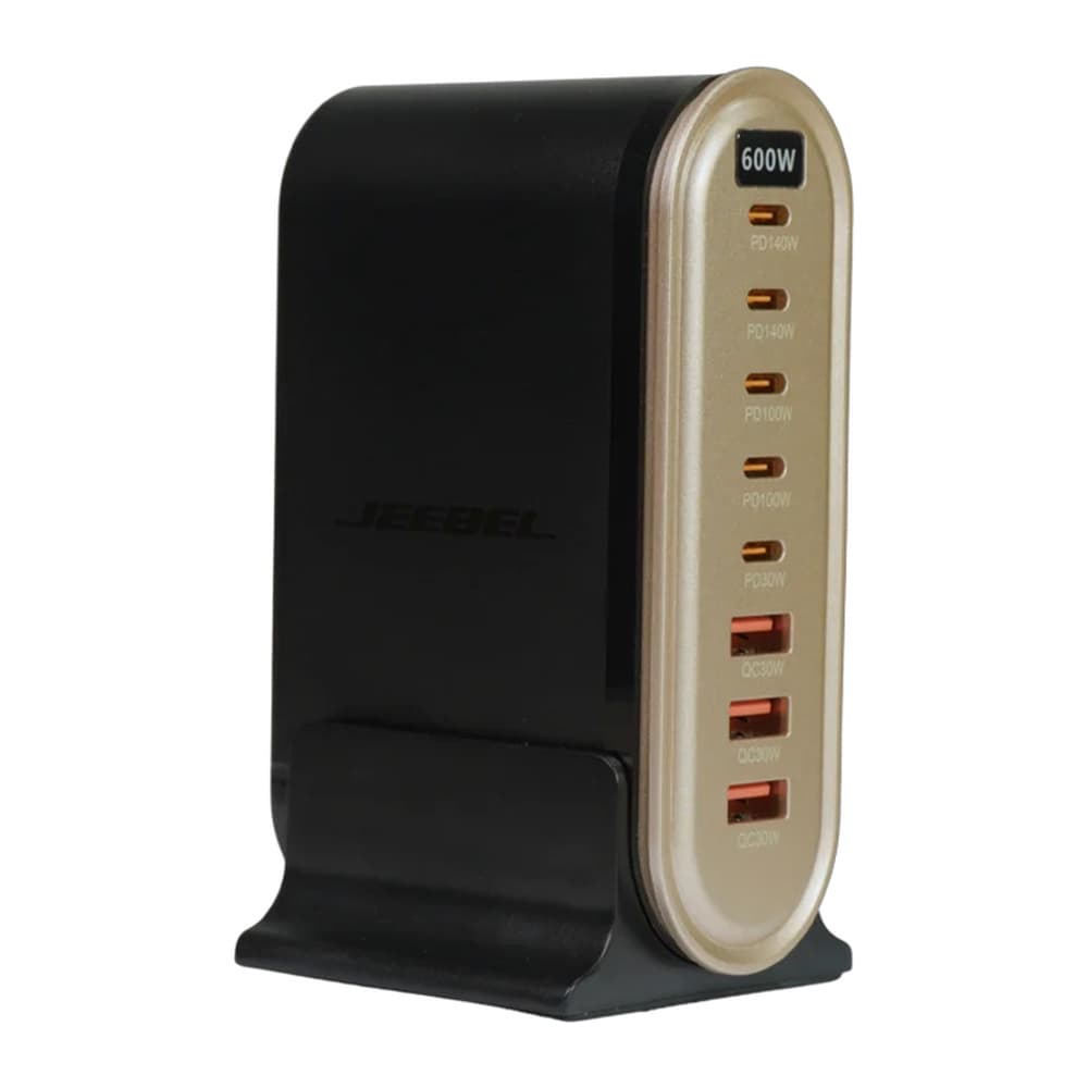 Jeebel - محطة شحن مكتبية 600W 8 منافذ بشاشة رقمية JE-B378