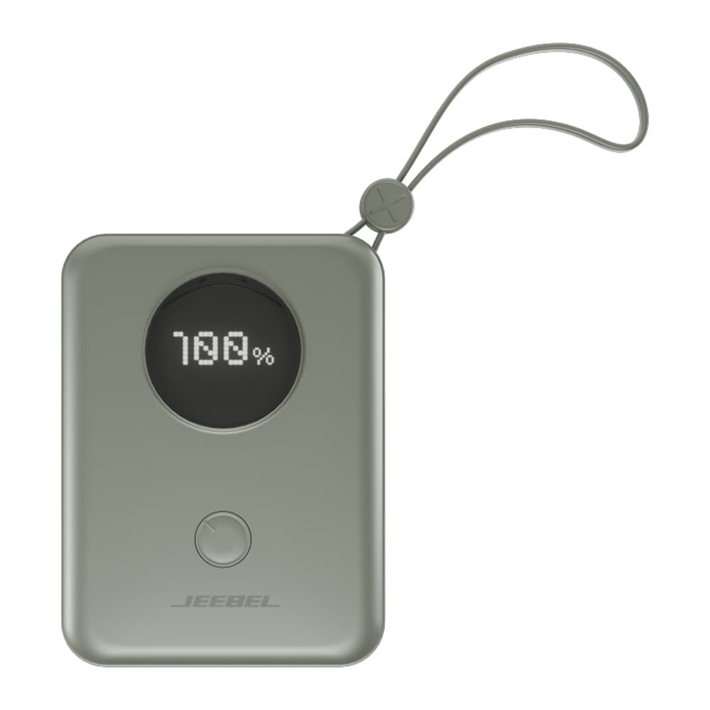 Jeebel - بطارية متنقلة 10000mAh بشاشة رقمية وكابلات مدمجة زيتي JE-B390