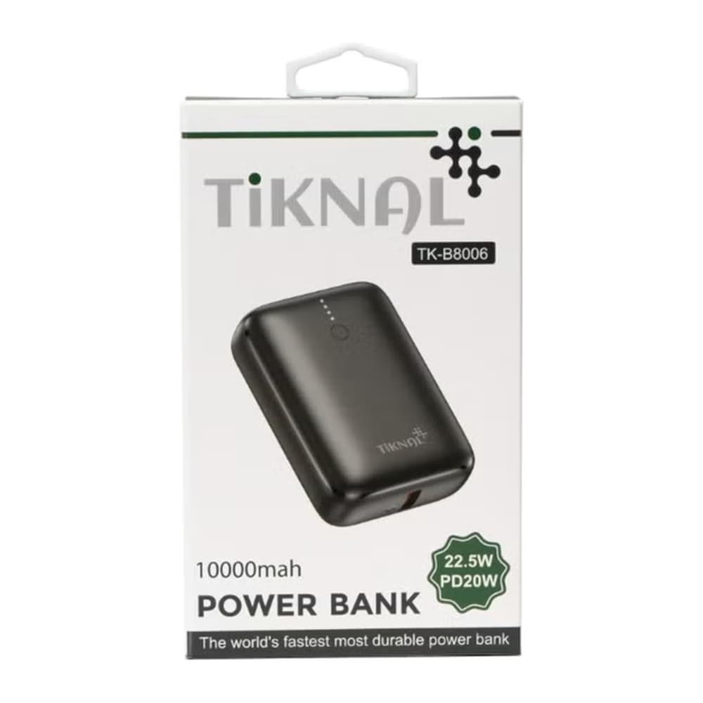 Tiknal - بطارية متنقلة 10000mAh شحن سريع 22.5W أسود TK-B8006