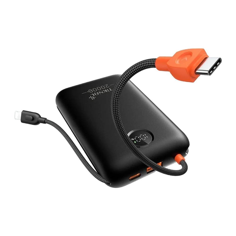 Tiknal - بطارية متنقلة 20000mAh مع كابلات مدمجة TK-H090